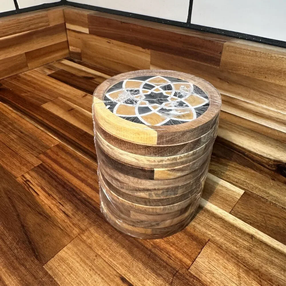 Hand Painted Wooden Coasters Set of 12 Drink - 4